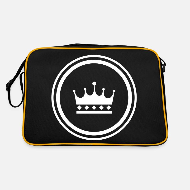 Krone Symbol - Retro Tasche - Schwarz/Gold