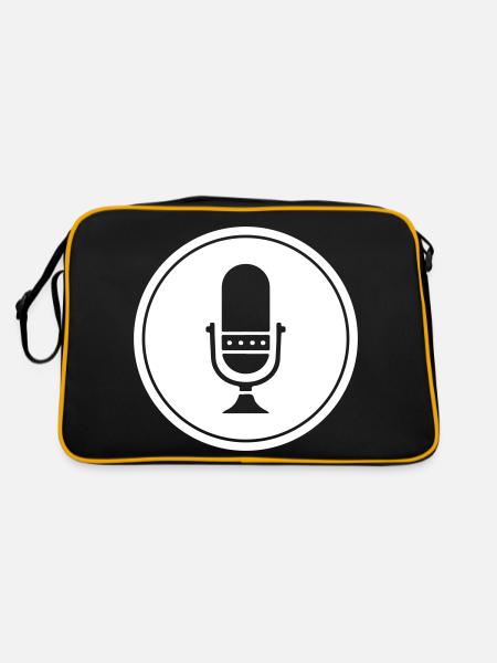 Podcast Mikrofon Symbol - Retro Tasche - Schwarz/Gold - Hinten