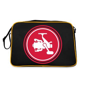 Angelrolle Symbol icon - Retro Tasche - Schwarz/Gold - Hinten
