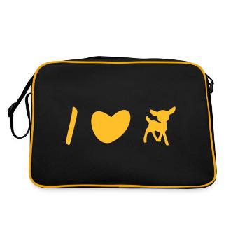 ★ Couleurs de conception modifiables ★ J'aime les faons - Sac Retro - noir/or - Dos