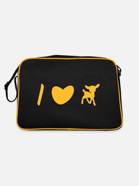 ★ Design colors changeable ★ I love fawns - Retro Bag - black/gold - Back
