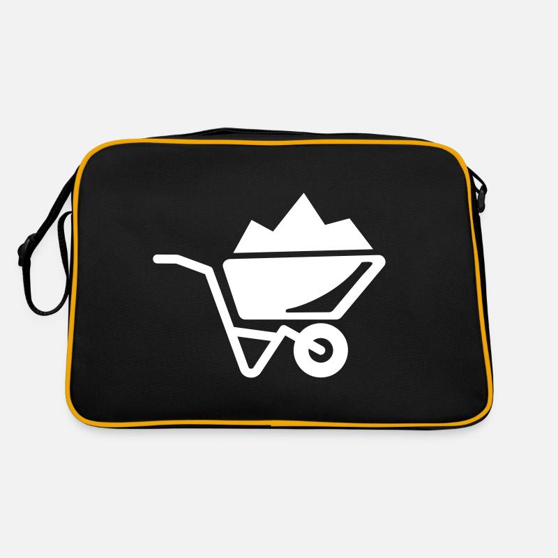 Schubkarre mit Sand - Retro Tasche - Schwarz/Gold