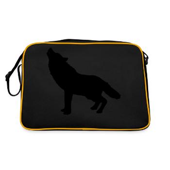 silhouette de loup hurlante - Sac Retro - noir/or - Dos