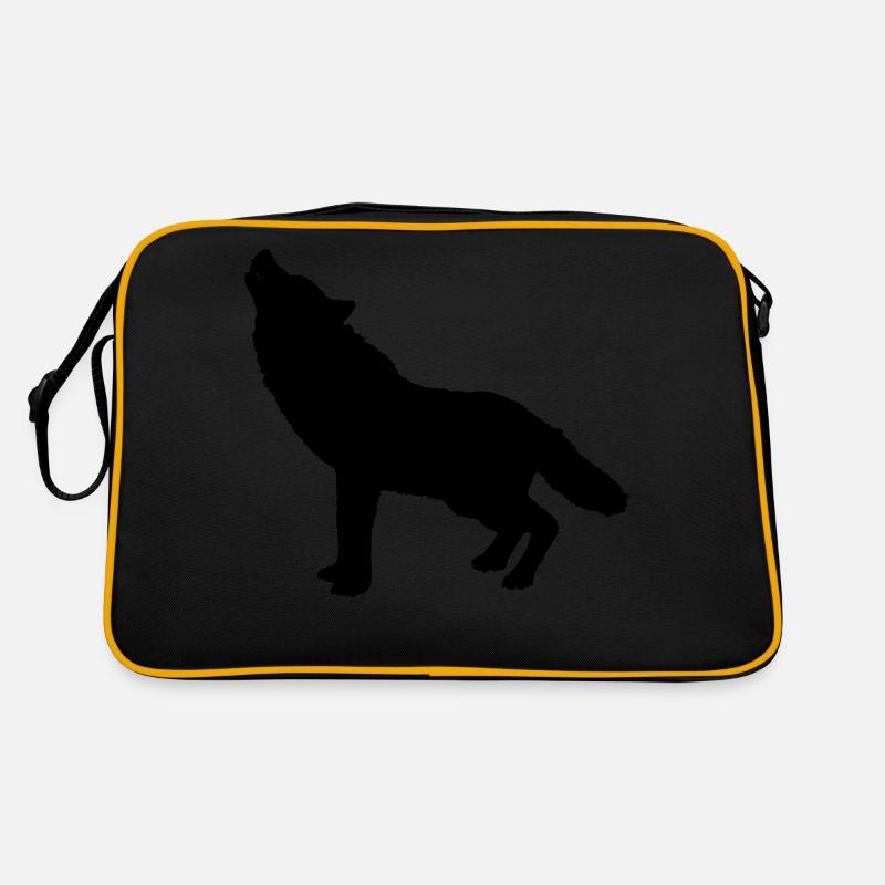 silhouette de loup hurlante Sac Retro