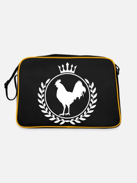 Couronne de coq silhouette armoiries - Sac Retro - noir/or - Dos