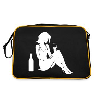 Woman Silhouette Celebrating Bottle Drinking - Retro Bag - black/gold - Back
