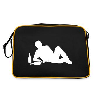 Betrunken Drunk Mann Saufen - Retro Tasche - Schwarz/Gold - Hinten