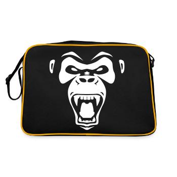 Wilder Affe zeigt Zähne - Retro Tasche - Schwarz/Gold - Hinten