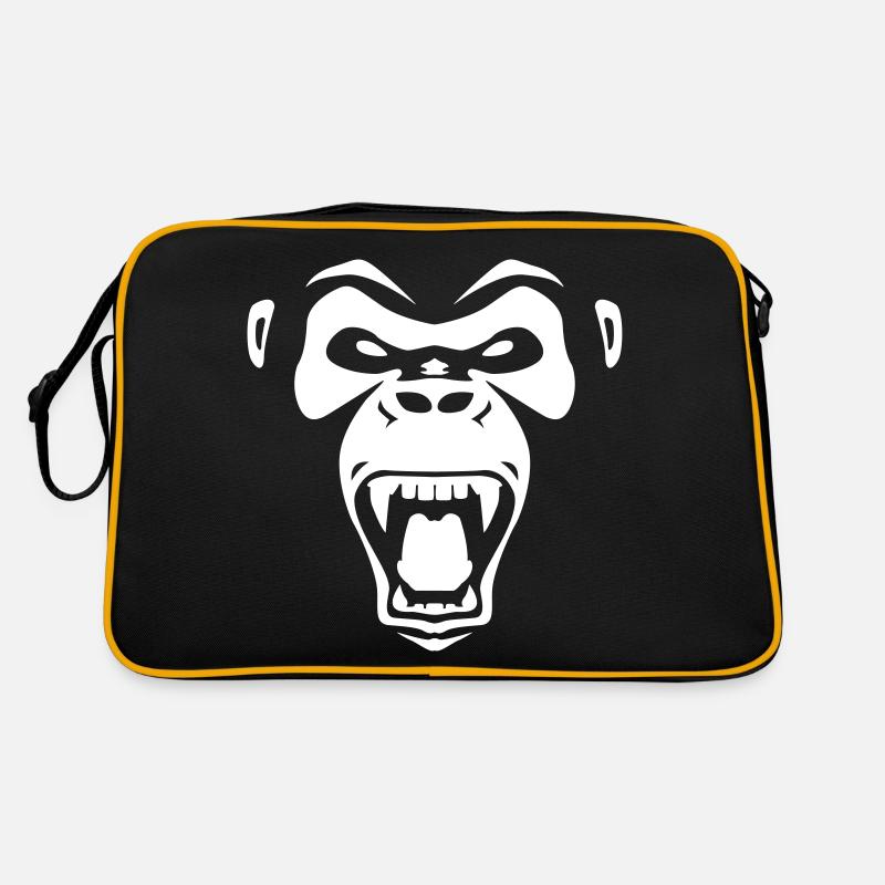 Wild monkey shows teeth Retro Bag