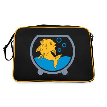 Poisson rouge dans une boule de cristal | Couleurs changeantes - Sac Retro - noir/or - Dos