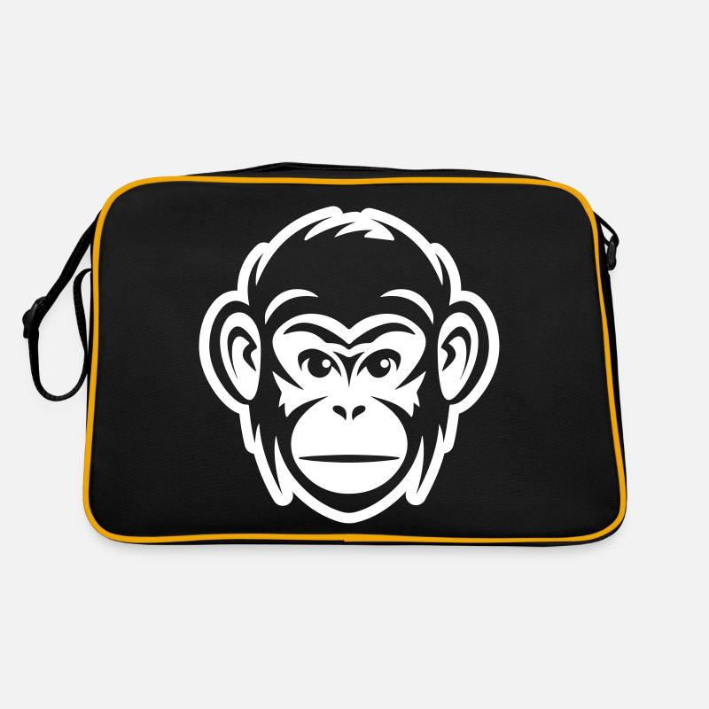 Affe Kopf - Retro Tasche - Schwarz/Gold