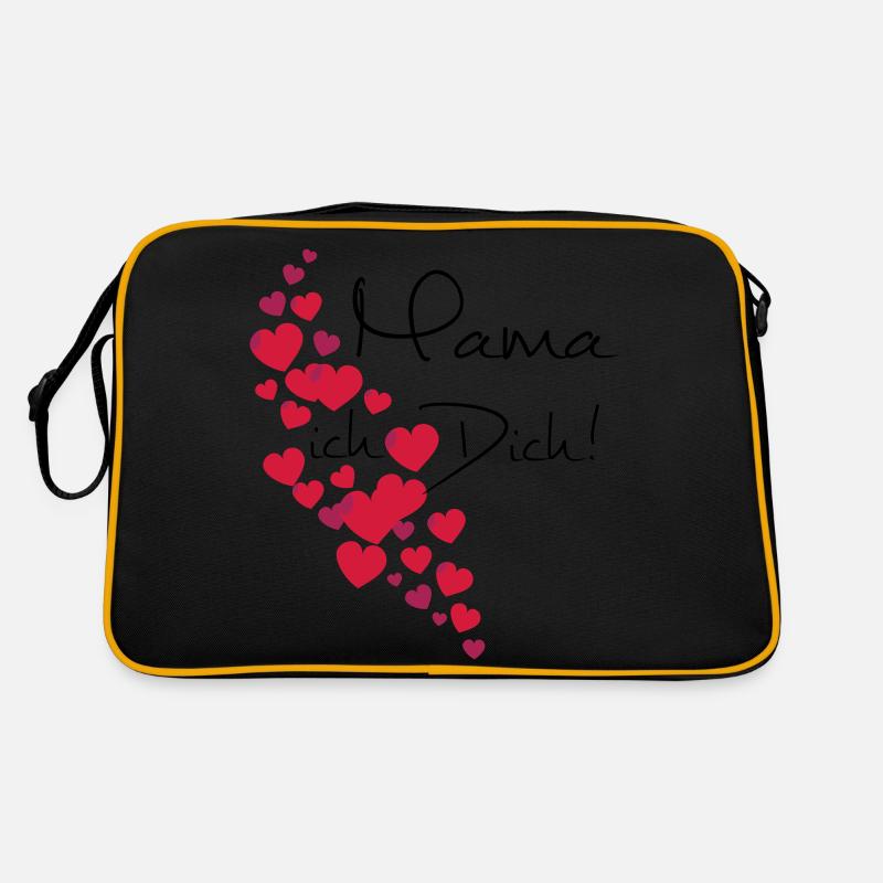Muttertag Mama Ich liebe Dich, personalisierbar - Retro Tasche - Schwarz/Gold