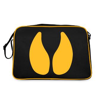 Hufabdruck Kuh Rind Kuhstall - Retro Tasche - Schwarz/Gold - Hinten