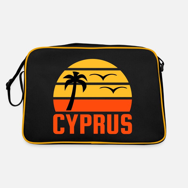 Cyprus (half sun, palm tree, two birds) Retro Bag