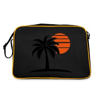 Palme Sonne Insel - Retro Tasche - Schwarz/Gold - Hinten