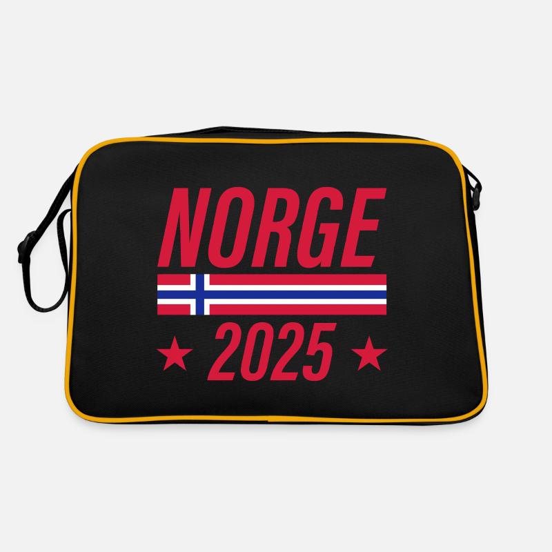 Norwegen 2025 Norge - Retro Tasche - Schwarz/Gold