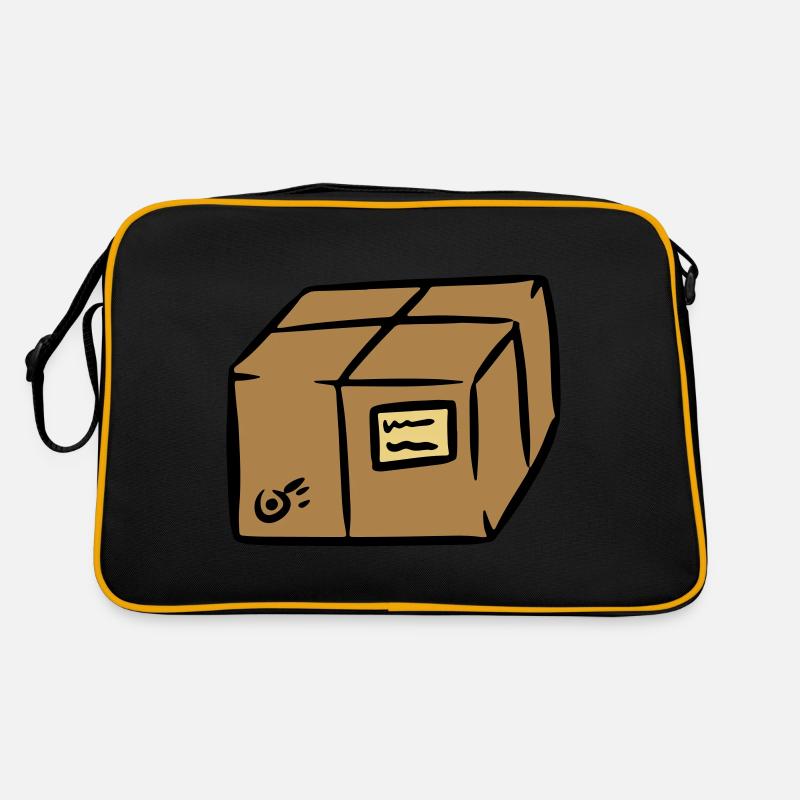 Paket package paquet Paketpost postman Sendung - Retro Tasche - Schwarz/Gold