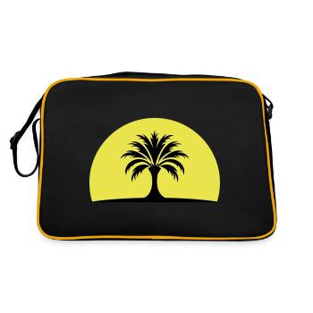 Sonne Palme Insel - Retro Tasche - Schwarz/Gold - Hinten