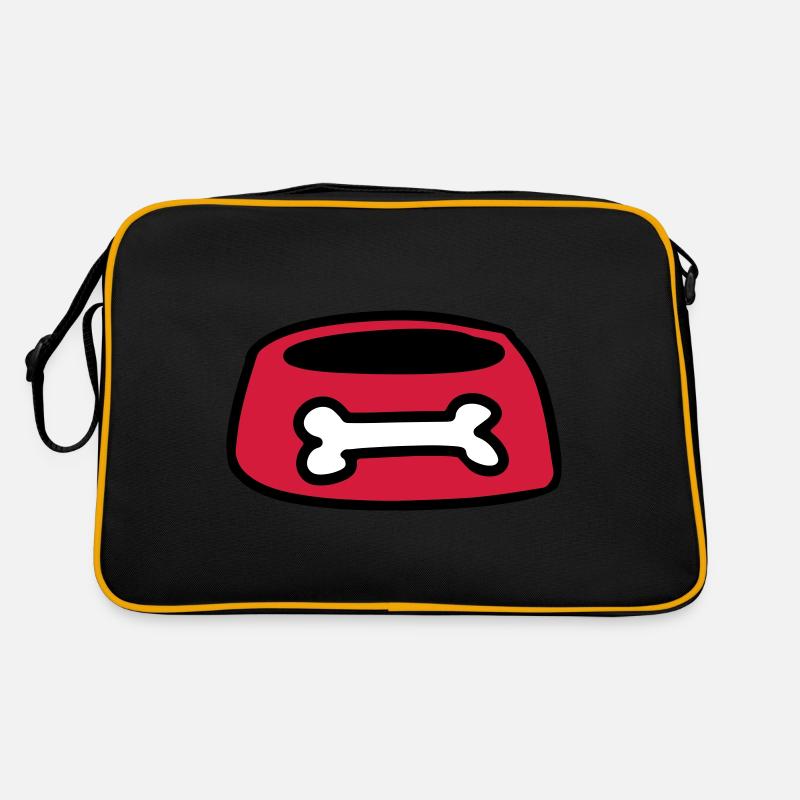 Futternapf Hundenapf Knochen Geschenkidee Hunde - Retro Tasche - Schwarz/Gold
