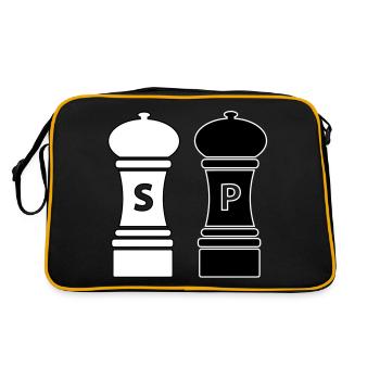 Kochen Geschenkidee Salz und Pfeffer Streuer - Retro Tasche - Schwarz/Gold - Hinten