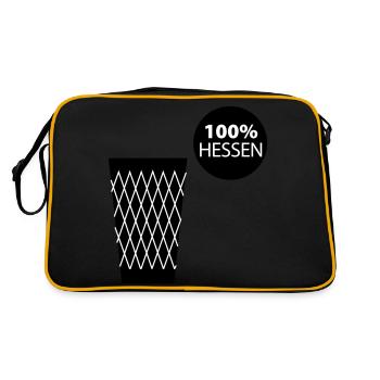 Geripptes 100% Hessen - Retro Tasche - Schwarz/Gold - Hinten