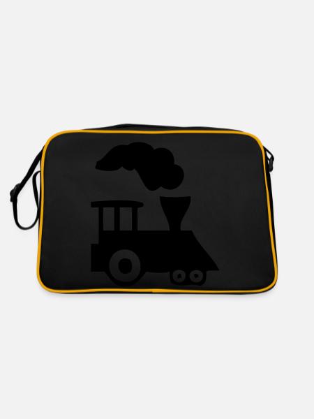 Lokomotive Bath1 - Retro Tasche - Schwarz/Gold - Hinten