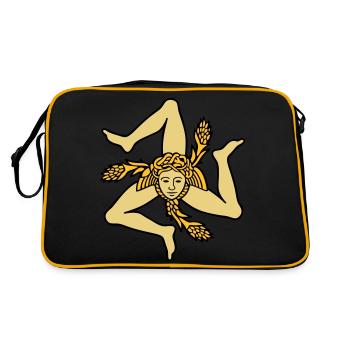 Sicile Trinacria drapeau Sicilien Sicilia - Sac Retro - noir/or - Dos
