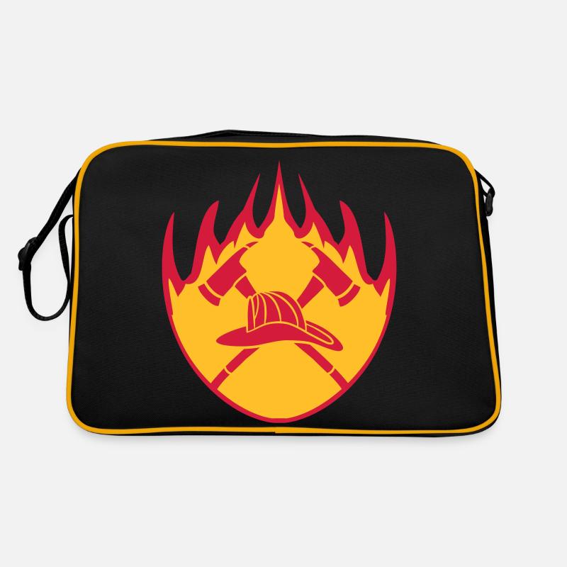 Fire flame helmet 2 axes logo Retro Bag