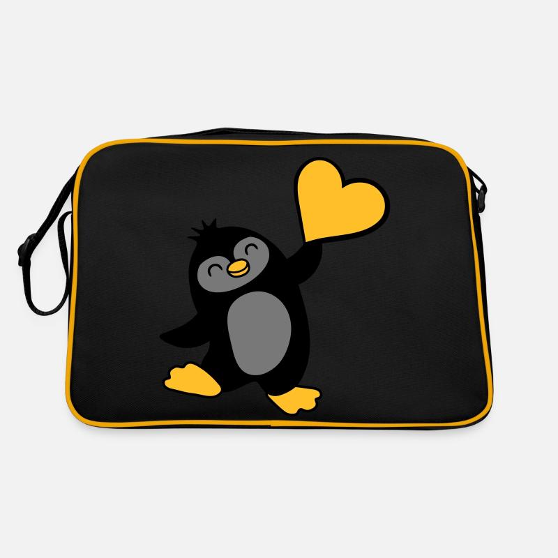 Un pingouin amical montre du cœur Sac Retro