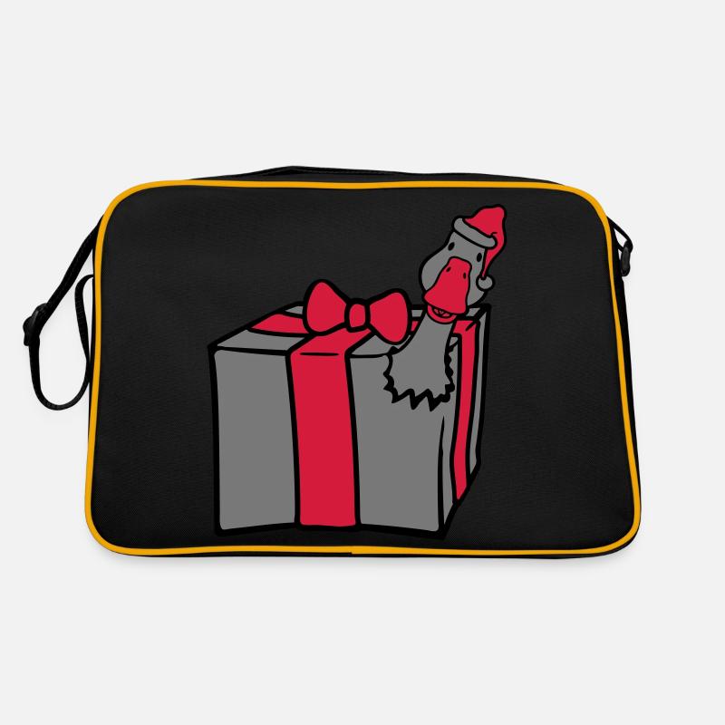 Gans platzt aus Geschenk - Retro Tasche - Schwarz/Gold