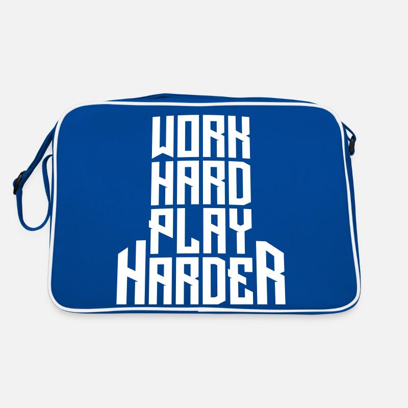 Work Hard Play Harder Lustiger Motivation Spruch Retro Tasche