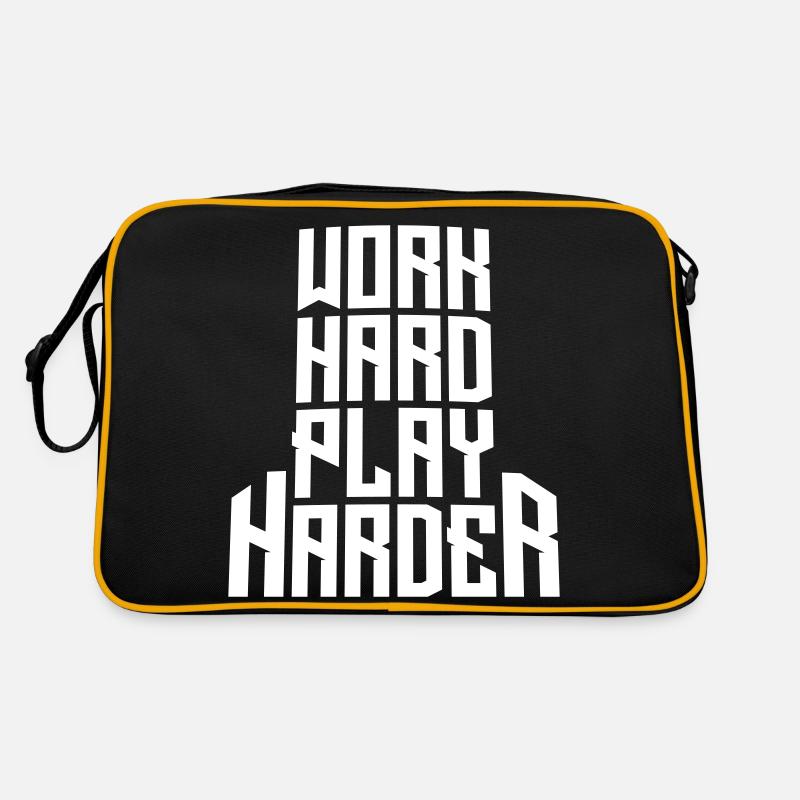 Travailler dur, jouer plus dur, drôle, motivation, dire Sac Retro