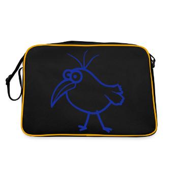 Bird peeps cute funny goofy funny confused comic - Retro Bag - black/gold - Back