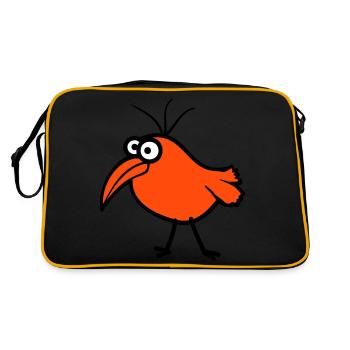 Bird peeps cute funny goofy funny confused comic - Retro Bag - black/gold - Back