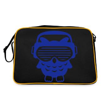 DJ Eule Kopfhörer Musik hören Club Disko Party Fun - Retro Tasche - Schwarz/Gold - Hinten