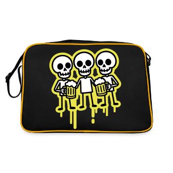 Party Crew Skelett Bier - Retro Tasche - Schwarz/Gold - Hinten