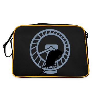 Ratte im Hamsterrad / rat in a wheel (2c) - Retro Tasche - Schwarz/Gold - Hinten