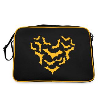 Fledermäuse Fledermaus Schwarm Halloween Herz - Retro Tasche - Schwarz/Gold - Hinten