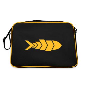 Minimalist Fish Arrow | Fish Arrow Design - Retro Bag - black/gold - Back