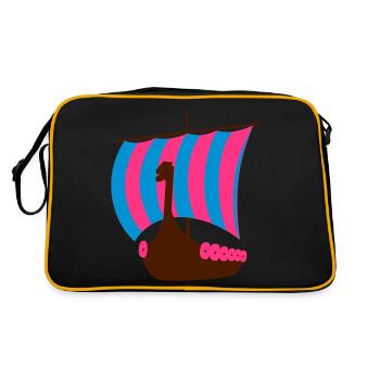 wikingerschiff - Retro Tasche - Schwarz/Gold - Hinten