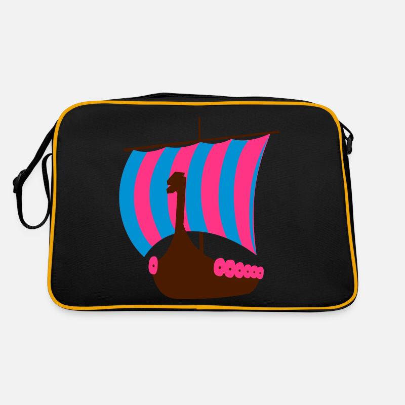 wikingerschiff - Retro Tasche - Schwarz/Gold