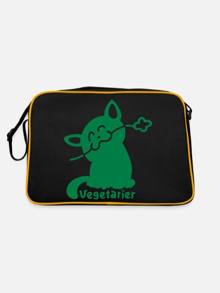 Vegetarier Katze - Retro Tasche - Schwarz/Gold