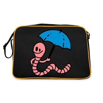 Regenwurm - Retro Tasche - Schwarz/Gold - Hinten