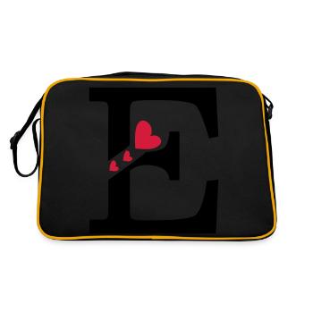 Großbuchstabe E mit Herzen - Retro Tasche - Schwarz/Gold - Hinten