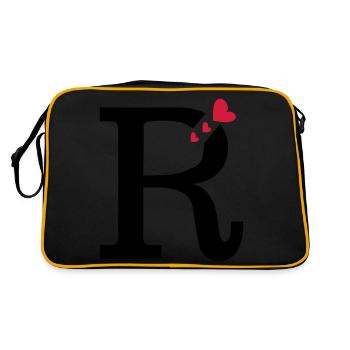 Großbuchstabe R mit Herzen - Retro Tasche - Schwarz/Gold - Hinten
