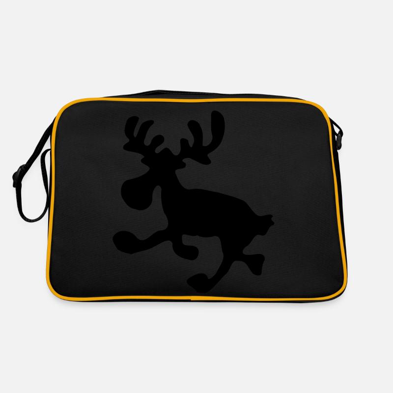 springender Elch - Retro Tasche - Schwarz/Gold