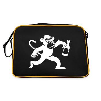Affe Lustig Party Jga - Retro Tasche - Schwarz/Gold - Hinten