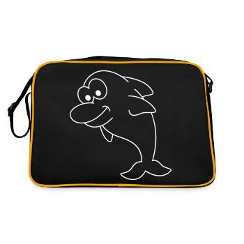 Delfin Comic Tier - Retro Tasche - Schwarz/Gold - Hinten