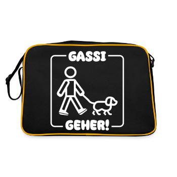 Gassi Gehen Hund - Retro Tasche - Schwarz/Gold - Hinten