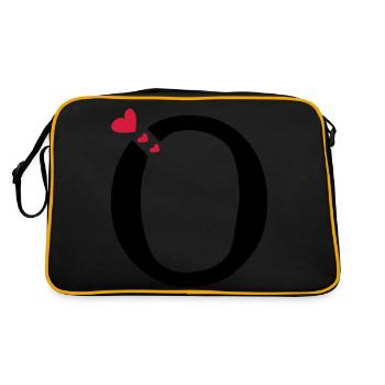Großbuchstabe O mit Herzen - Retro Tasche - Schwarz/Gold - Hinten